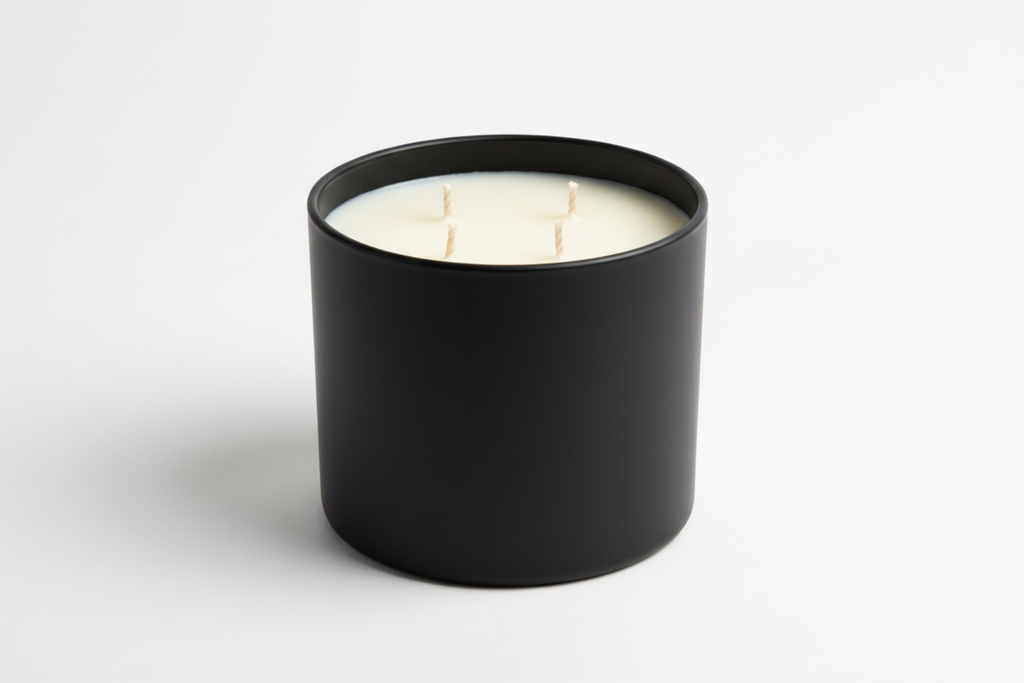 3 wick matte black candle